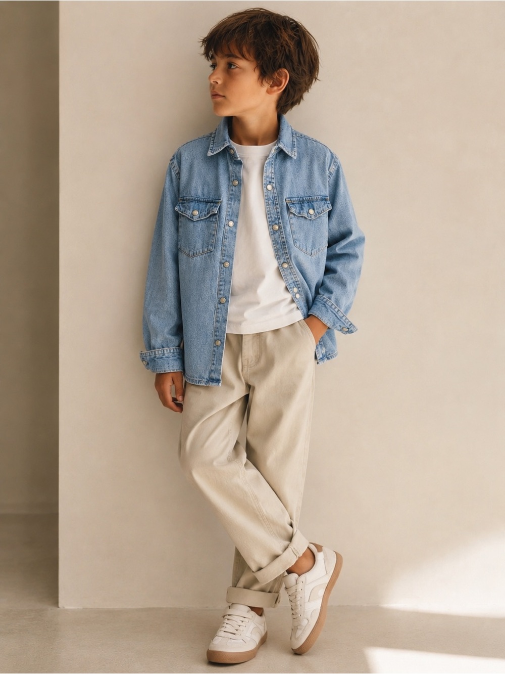 Old Navy Boys’ Long Sleeve Denim Shirt Size M (8)